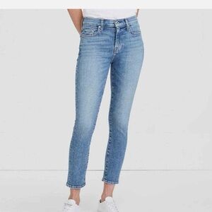 7 For All Mankind Sloane Midrise Skinny Ankle Jeans Light Blue Size 30